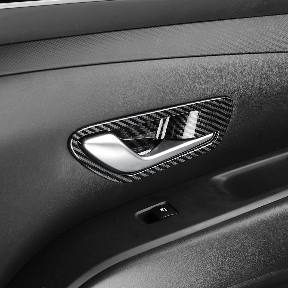 4pcs Car Interior Door Handle Bowl Frame Trim Compatible with Hyundai Tucson 2022-2025, ABS Scratch Guard Decorative Cover-Carbon Fiber Pattern
