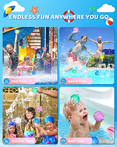 Soppycid Reusable Water Balloons, Magnetic Self Sealing Quick Fill Water Balloons, Latex-Free Silicone Water Balloons, No Pick Up After Water Fight Games, Summer Toys For Kids Adults (Classic-15Pcs) #TOP4