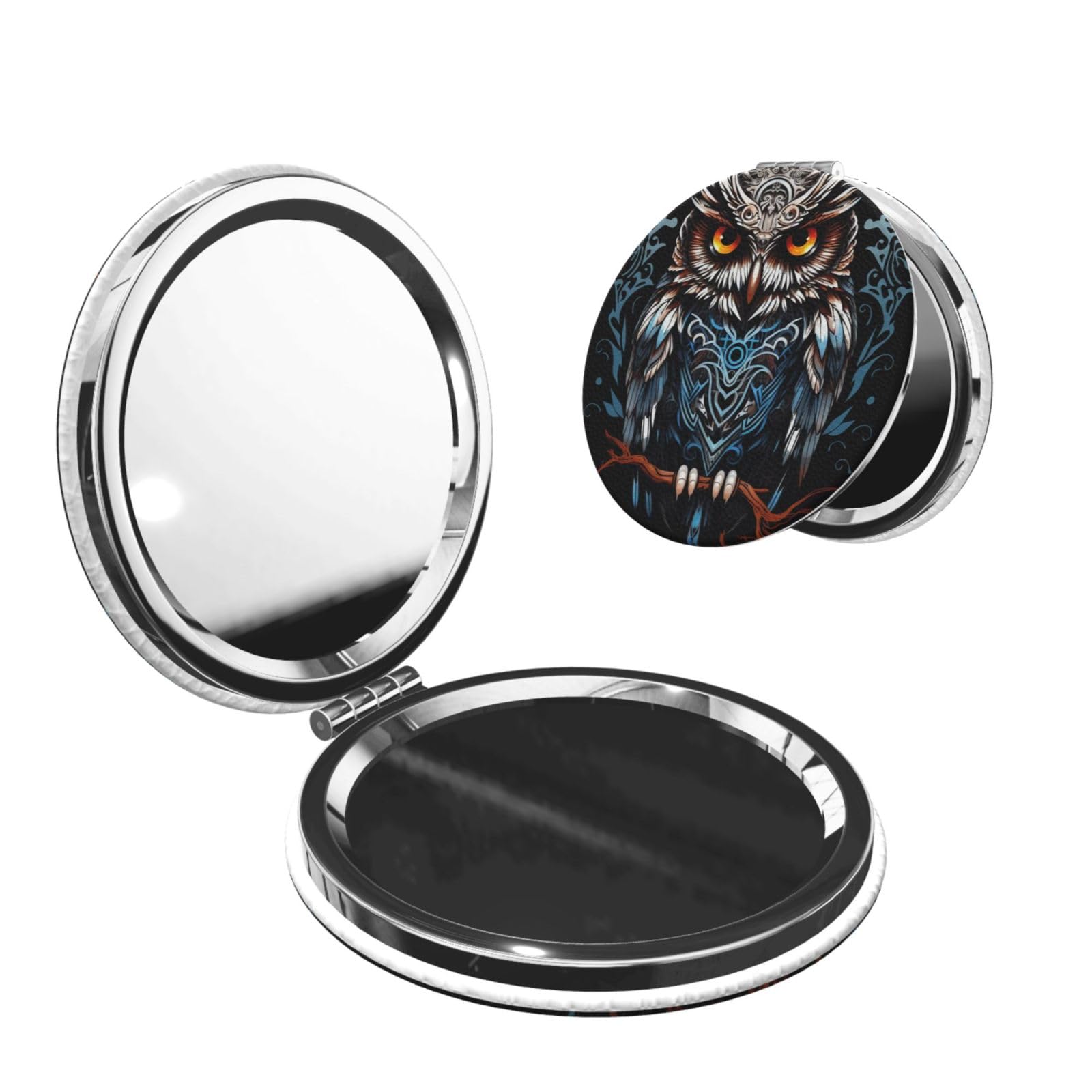 DWVTSLH owl Compact Mirror for Purse, Double-Sided 2X/1X Magnifying Mirror for Women Men, Travel Makeup Mirror for Handbag, Handheld Vanity Mirror for Gift