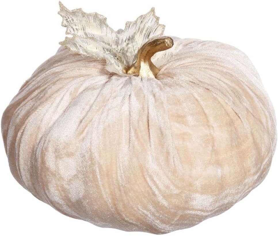 Mark Roberts Fall 2022 Velvet Pumpkin Ivory Large 10x6 - Timeless Elegance, Luxe Autumn Decor, Classic Fall Centerpiece, Chic
