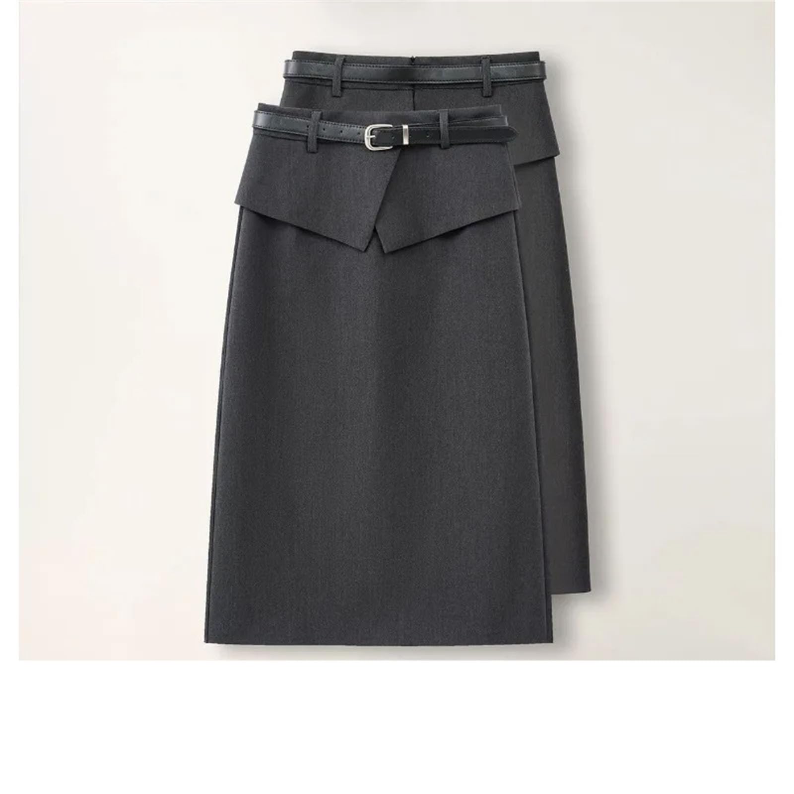 Falda midi entallada para mujer, cintura alta con cinturón, diseño dividido, faldas elegantes para oficina y trabajo