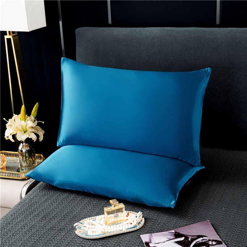 Soft pillow, white pillow, hotel pillow, single pi Luxury Satin Pillowcase Solid Color Envelope Pillow Case Bedding Bedroom Sleep Pillow 48x74 50x75 50x90 ( Color : H-kong que lan , Size : 48x150cm 1P