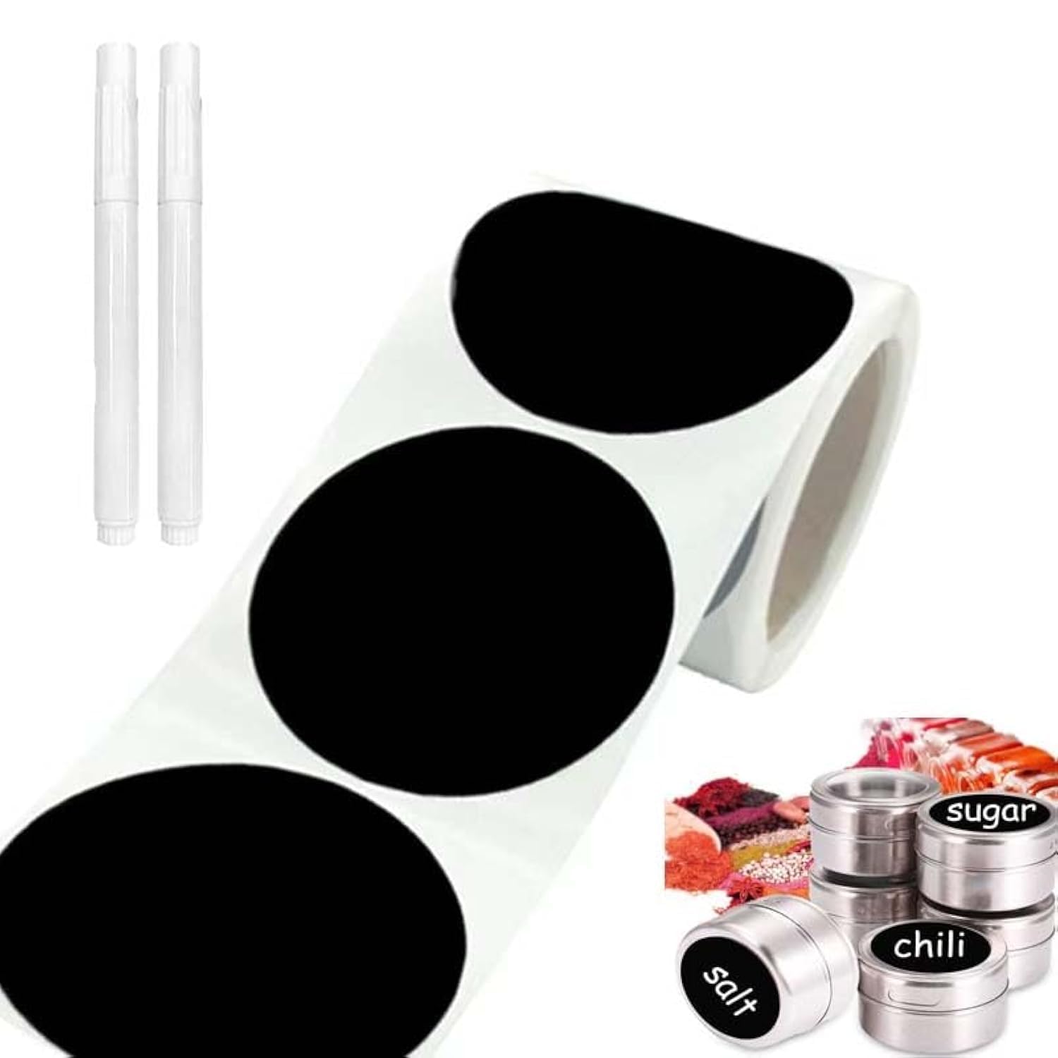 Chalkboard Labels-150pcs Waterproof Reusable Blackboard Stickers with 2 Liquid Chalk Marker, Craft Rooms, Weddings, Storage,Parties Decoration, Organize Your Home 、Kitchen。 (Ellipses)