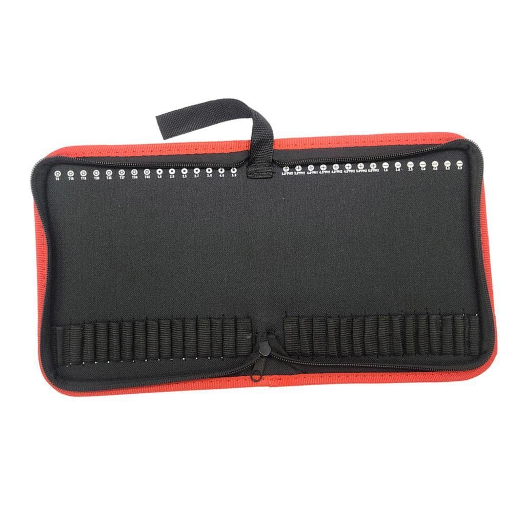 TWISAXC Bit Storage Bag Organizer Small Tool Pouch Premium Oxford Cloth Stylish Tool Carrier for Handymen Carpenters and Electricians Bit Carrier Professional, Black, 22.5x17.2x3cm