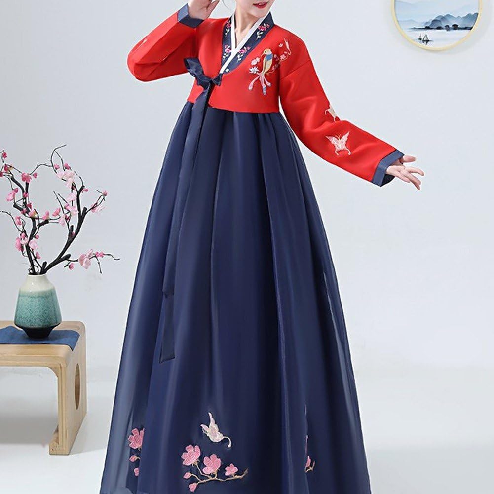 Koreańska sukienka hanbok, haft kwiatowy, strój księżniczki pałacowej dla kobiet, cosplay, występy sceniczne, imprezy tematyczne