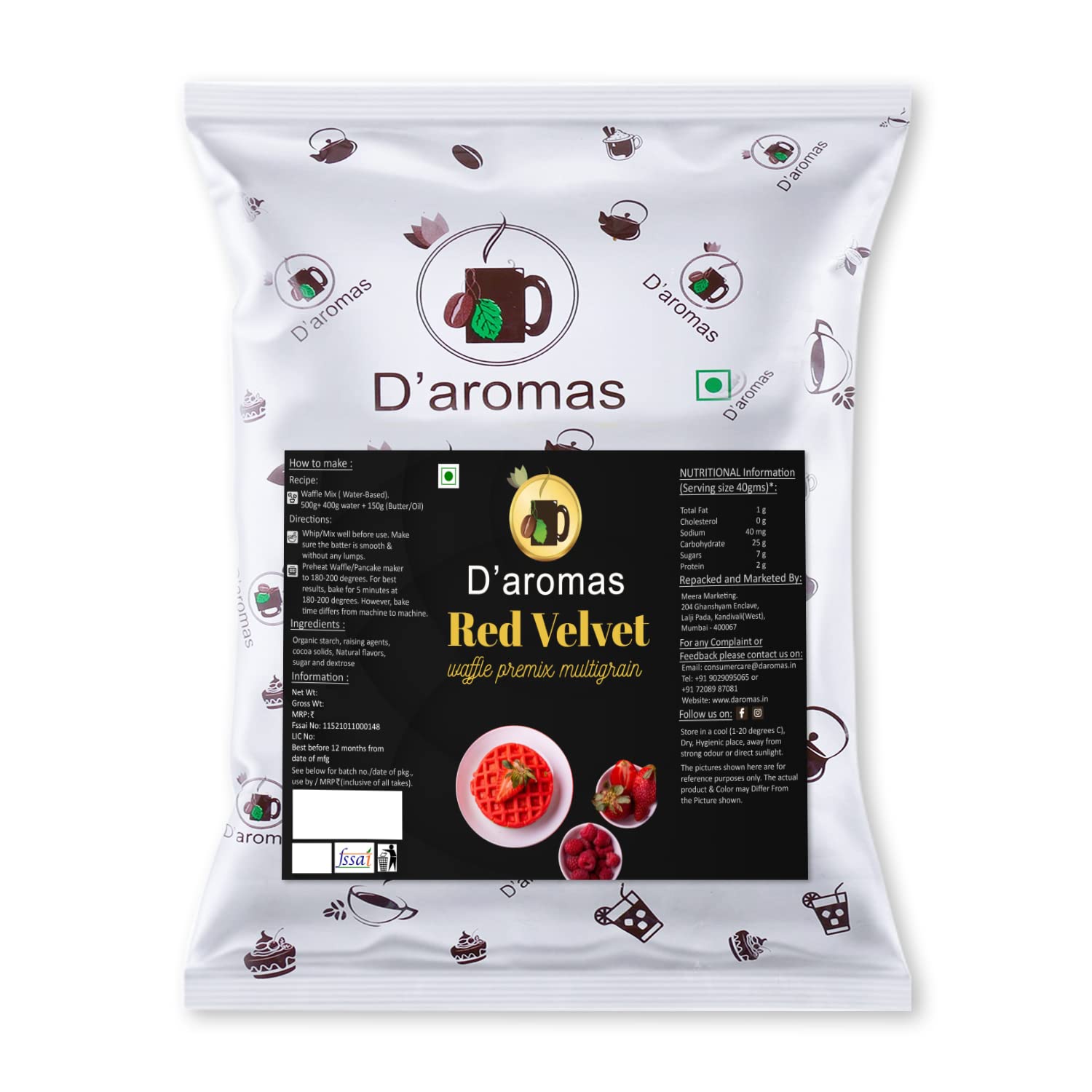 Daromas Red Velvet Multigrain Mix Waffles Premix I Egg-Less I Mix Powder Premix - 1kg (B0B7NK7DQN) Amazon Price History, Amazon Price Tracker