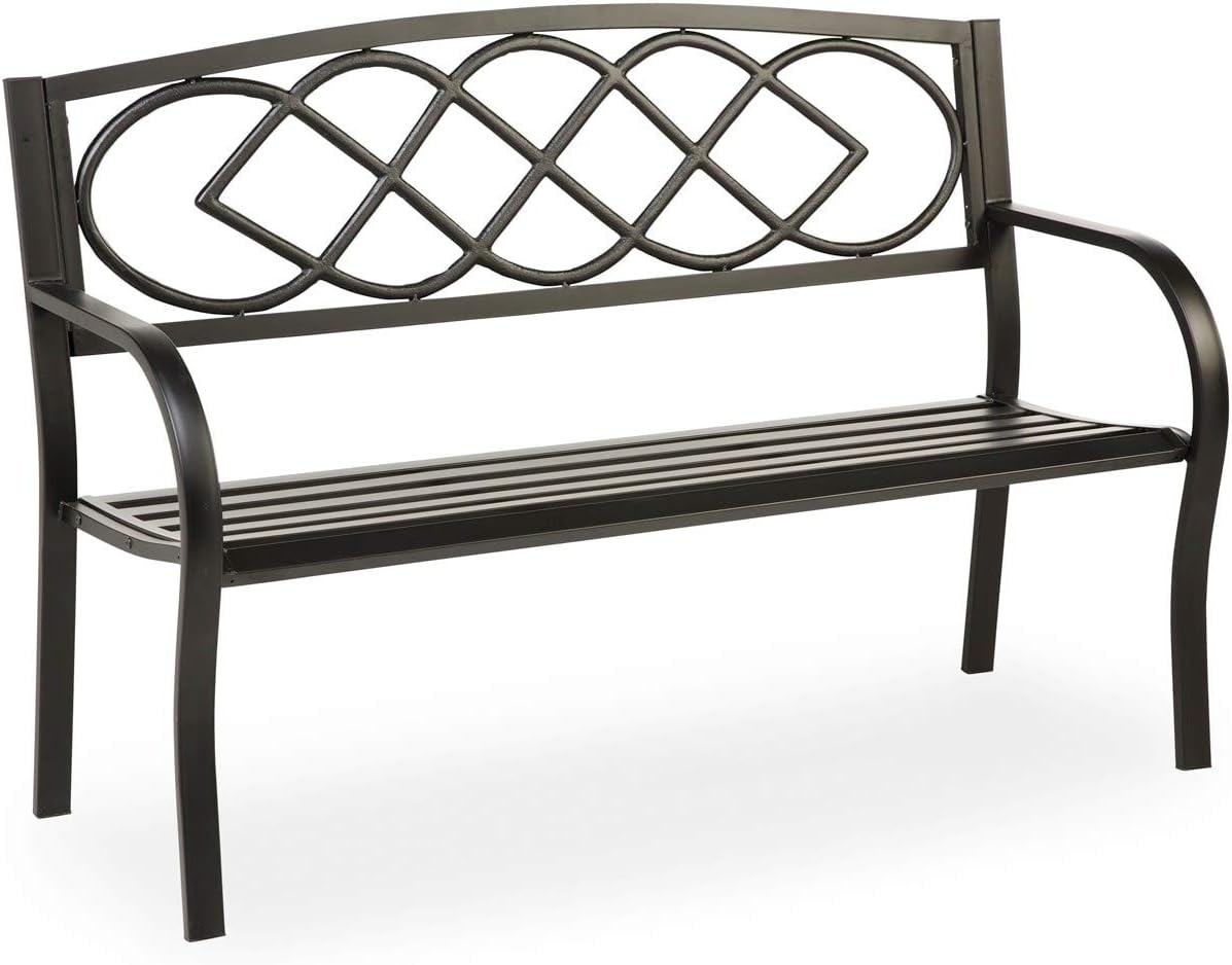 Celtic Knot Garden Bench Black Aluminum Backed