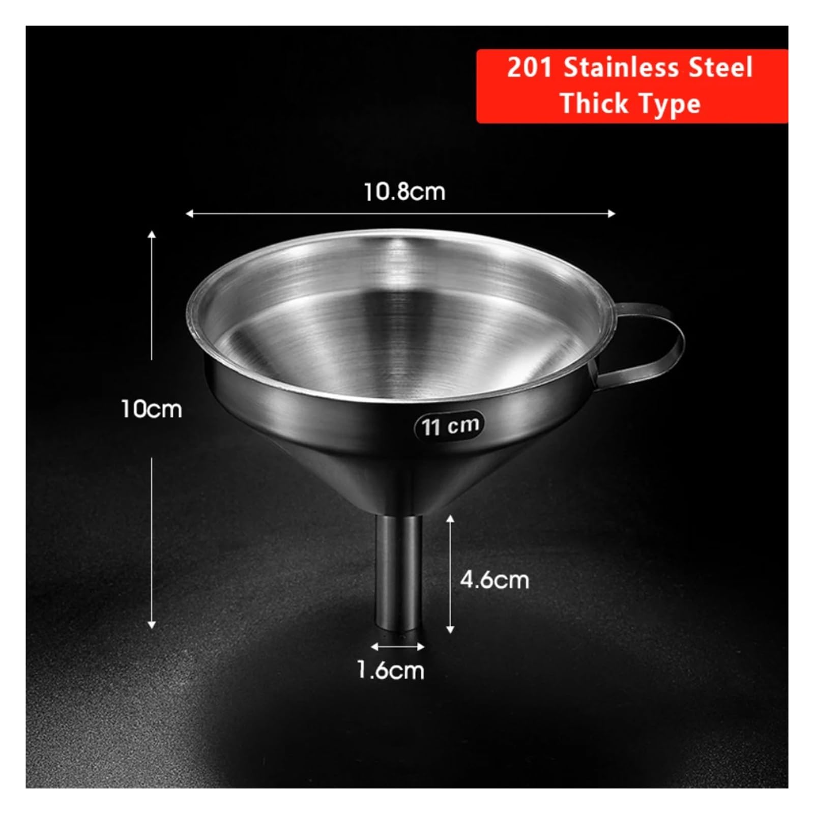 Embudo de Acero Inoxidable, dispensador líquido y Aceite Cocina, Filtro Boca Ancha Desmontable for enlatar Herramientas(201 Thin S Funnel01)