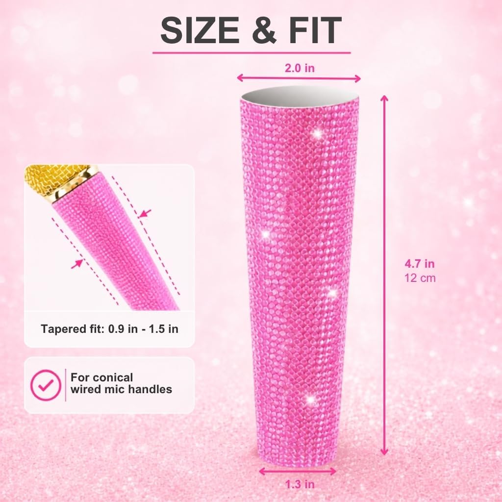 B58A Mic Sleeve Fit for Wired Microphone SM58, BETA58 Handle Cover Replacement, Rhinestones Shining on Tours & TV Shows (Mic Not Included) image 4
