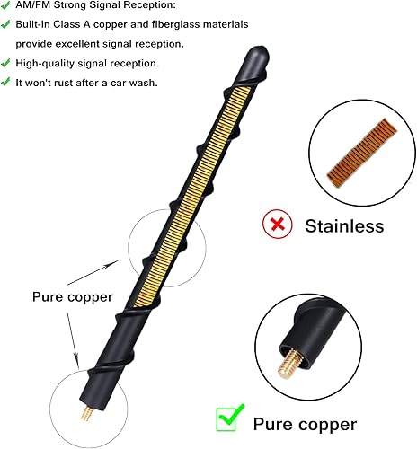 Miniatura 3 de Antena corta de 7 pulgadas compatible con Chevy Silverado y GMC SierraDenali 1500 2500 3500 2006-2023, repuesto de antena de goma en espiral, antena
