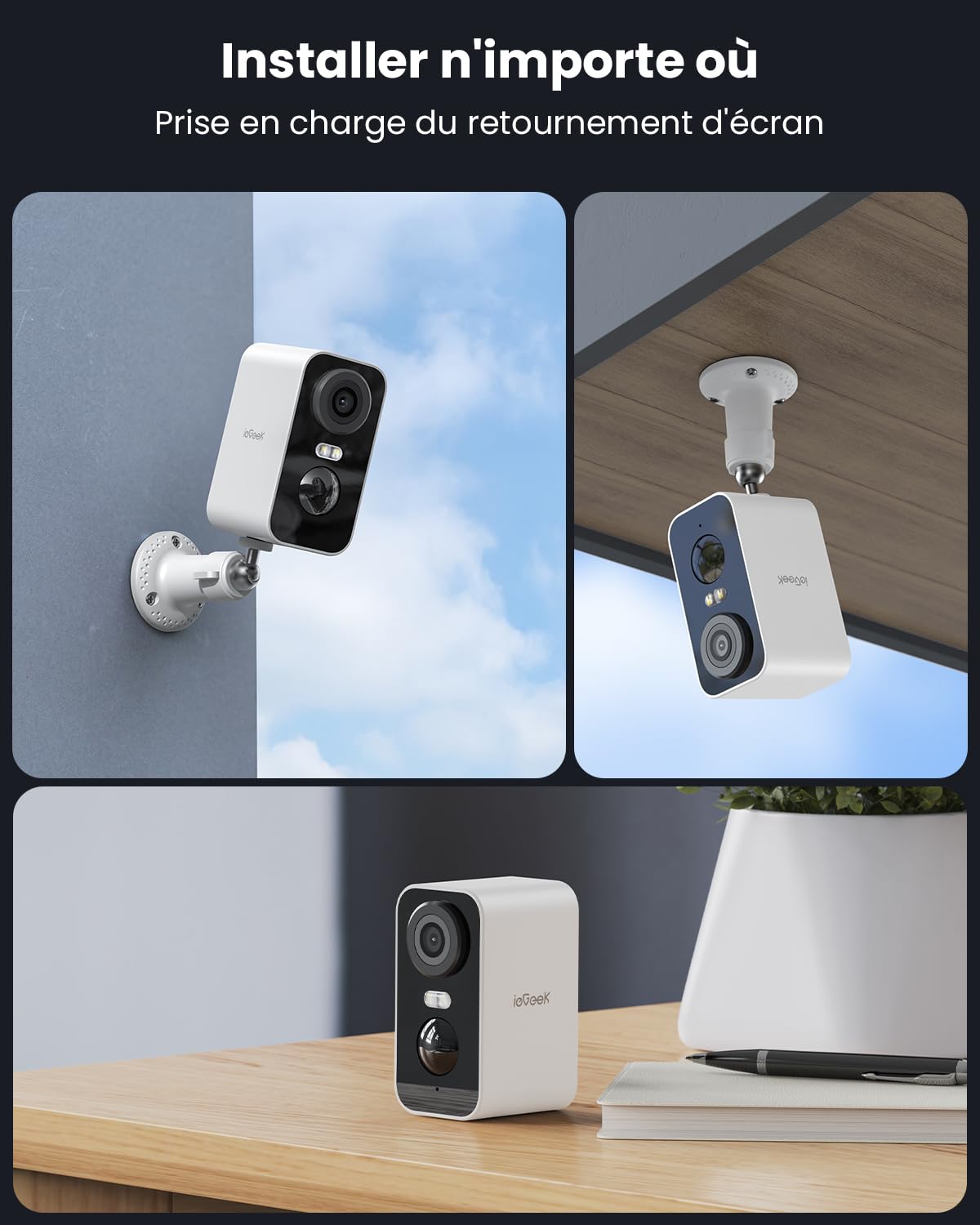 ieGeek 5MP Caméra Surveillance WiFi Exterieure sans Fil ZY-C1 | AI & PIR Détection Mouvement, Vision Nocturne Couleur, Extérieure/Intérieure, Audio Bidirectionnel, Étanche IP65,Blanc