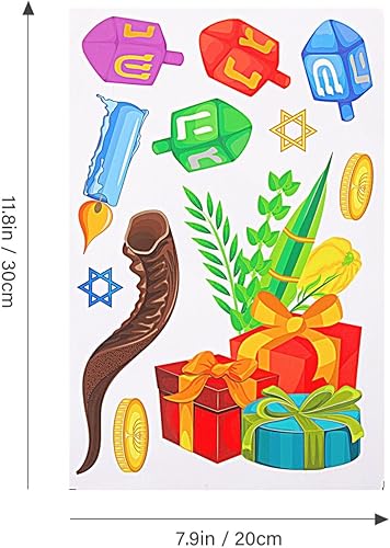 Miniatura 2 de VILLCASE 9 hojas de calcomanías de fiesta de Hanukkah, decoración de puerta de vidrio, calcomanías estáticas para ventana, temática de Hanukkah,