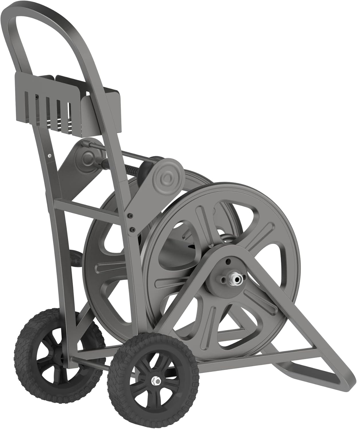 Sunneday Gemini MHC-125 Garden Hose Reel Cart –Heavy-Duty Steel Frame with 125 ft Hose Capacity, Rust-Resistant Powder Coated Finish, 5 ft Lead Hose Included - Lawn & Garden Care (Satin Grey)