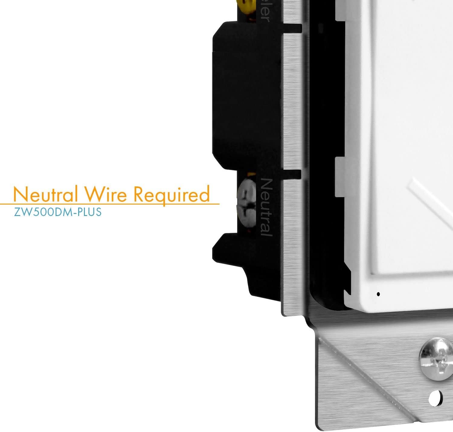 Z-Wave Plus Dimmer Switch - Smart Dimmer with Energy Monitor, Neutral Wire Required, Works with Alexa