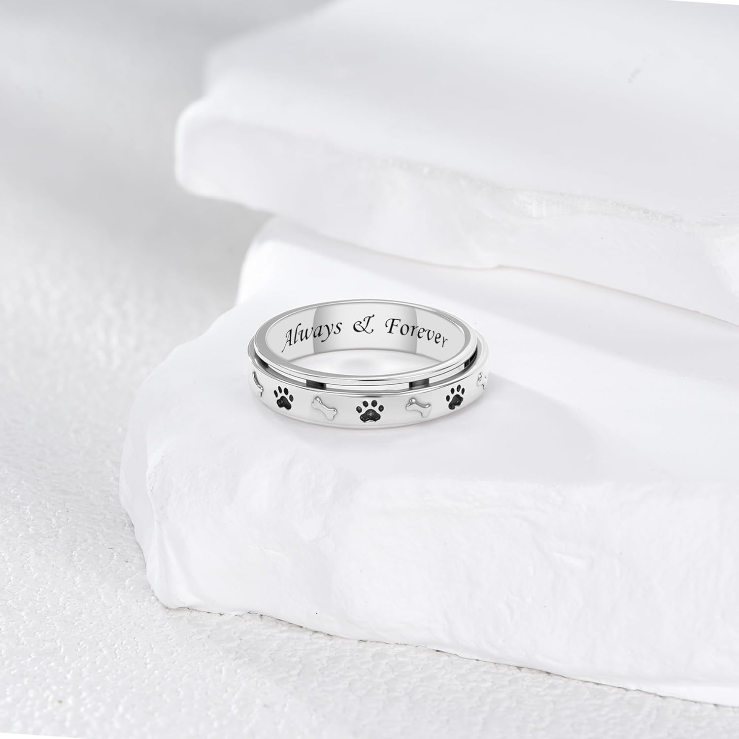 925 Sterling Silver Spinner Fidget Ring for Anxiety Stress Relieving Boredom ADHD Jewelry Birthday Gifts for Women Men