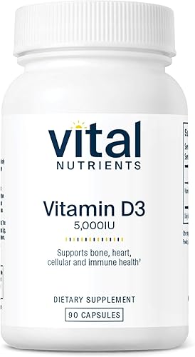 Vital Nutrients - Vitamina D3 - Apoya la absorción de calcio y la salud ósea - 90 cápsulas vegetarianas por botella - 5000 IU