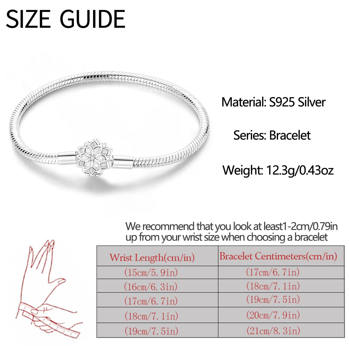 Bracciale in Argento con Maglia Snake e Chiusura a Cuore Compatibile con Europei Charms da Donna