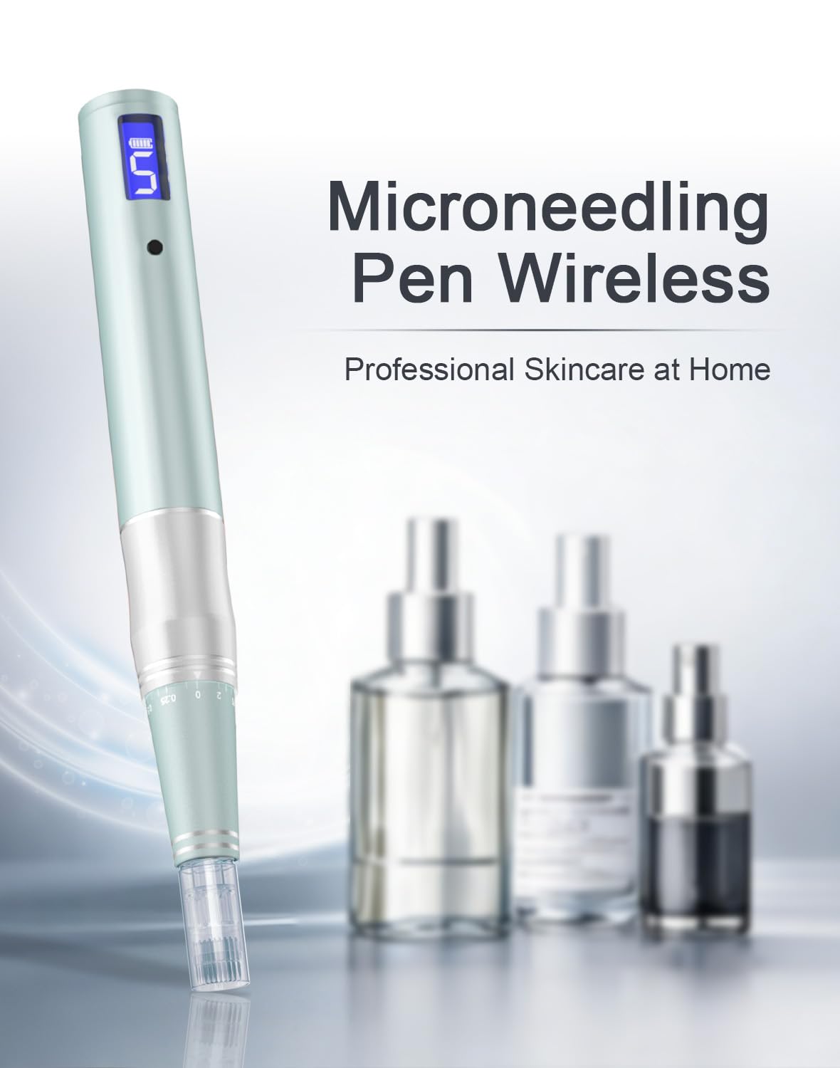Professionelles elektrisches Dermapen-Set | LCD-Display | 5 Geschwindigkeitsstufen | 24 Ersatznadeln | Microneedling-Gerät für Zuhause & Kosmetikstudio | Elektrischer Dermapen für Hautpflege, 12-Pin, 36-Pin & Nano Kartuschen, gleichmäßiger Motorlauf, ergo