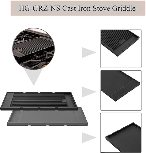 Miniatura 3 de HG-GRZ-NS - Piezas de repuesto para estufa de gas ZLINE, placa reversible de hierro fundido de alta rejilla ZLINE de 24, 30, 36, 48, 60 pulgadas,