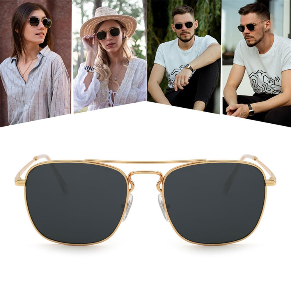 Glaslinsen Herren Damen Sonnenbrille Metallrahmen UV400