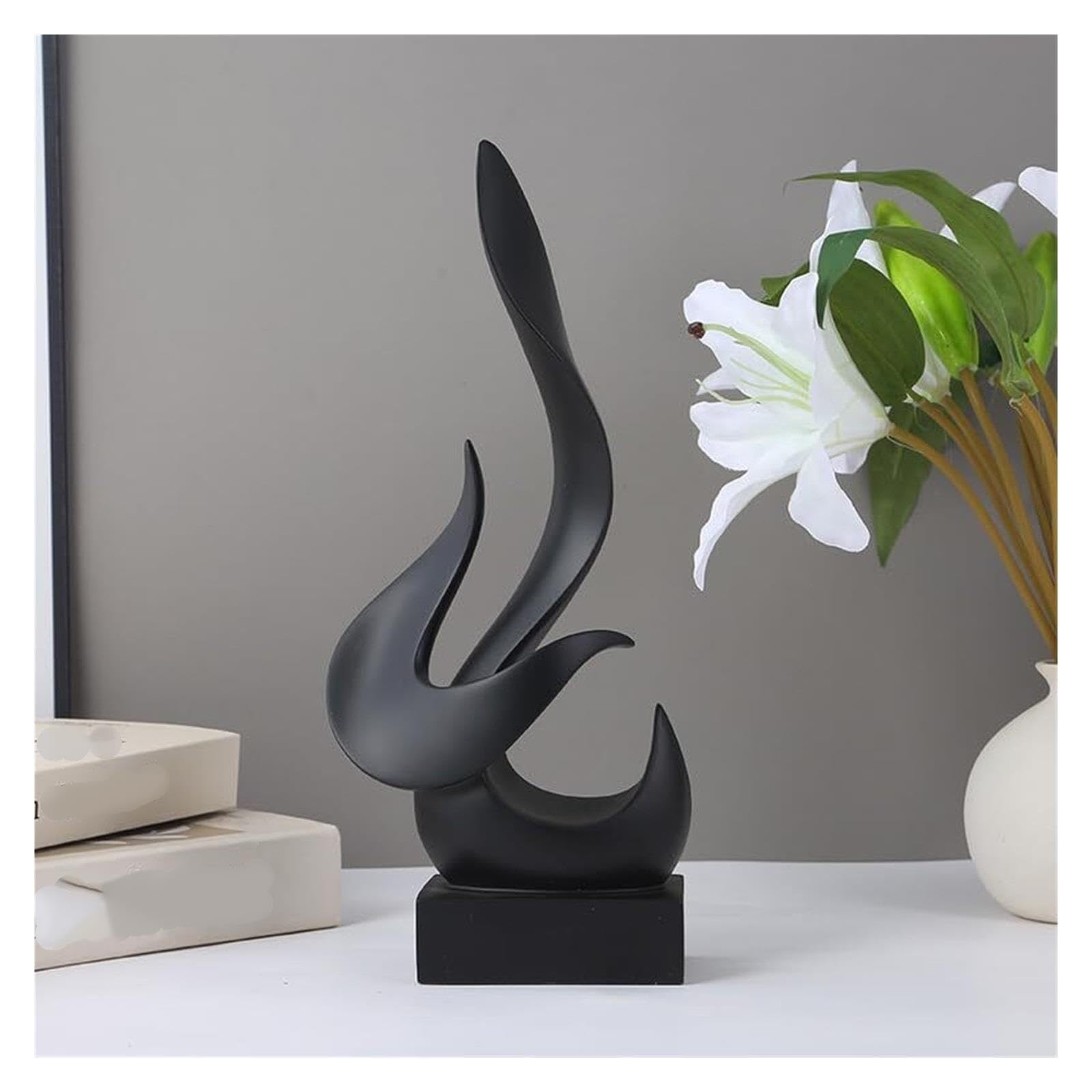 Dekoracja biurka Rzeźba Nowoczesna dekoracja Statua Rzeźby Sztuka abstrakcyjna Figurki Centralne dla domu Rzeźby i akcesoria dekoracyjne(Medium Black-b)