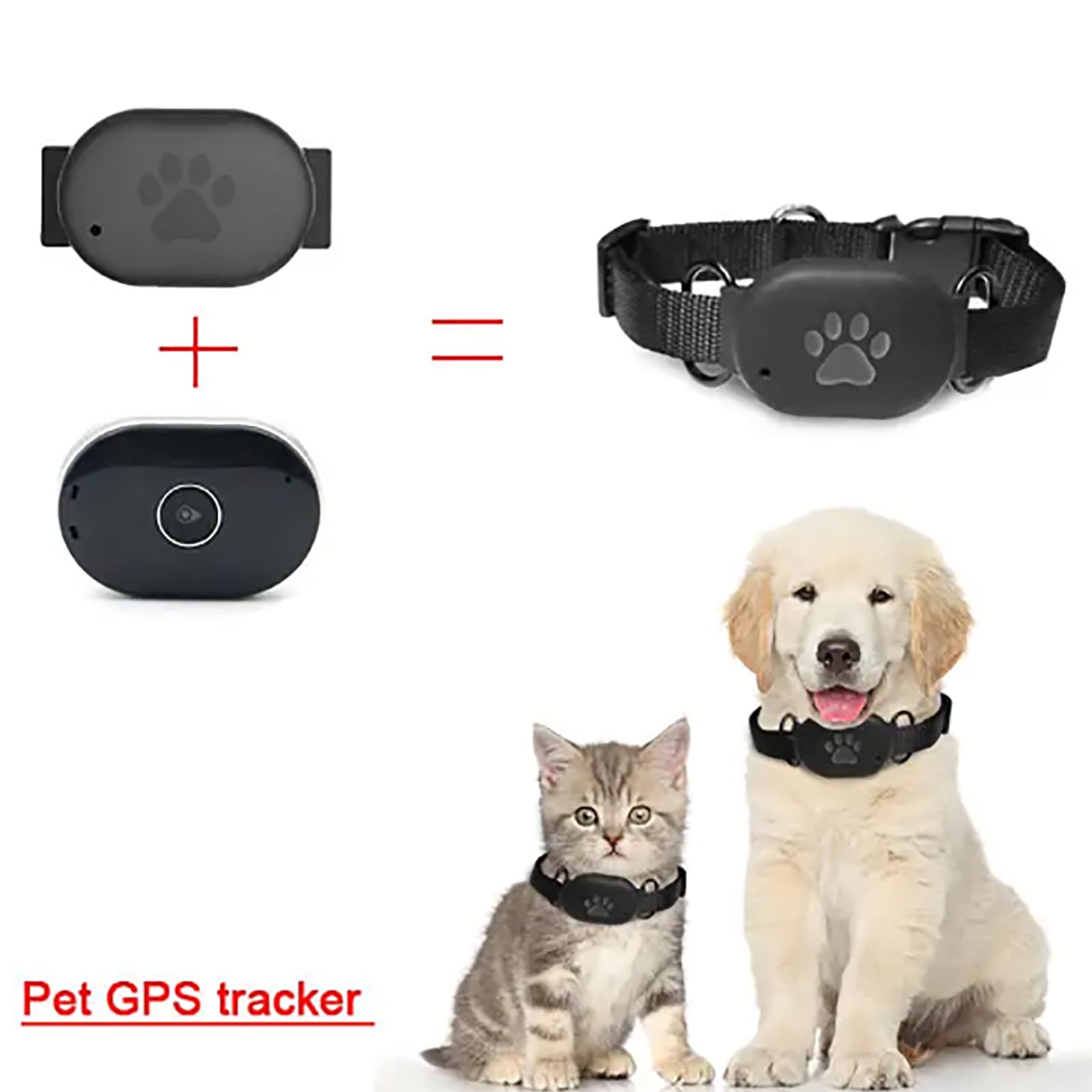 ERICAT Rastreador De Mascotas, Localizador De Mascotas con Collar, Diseño a Prueba De Agua Y Polvo, Ubicación GPS Precisa, Distancia Inalámbrica De 10 M, Búsqueda con, para Niños, Mascotas, Equipaje