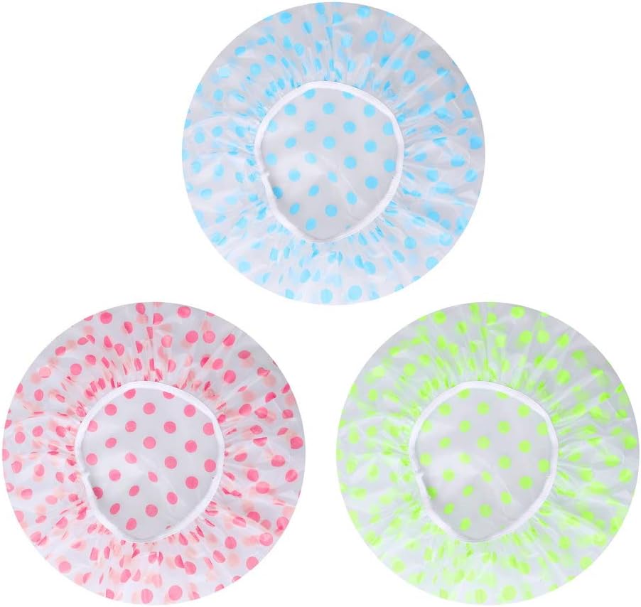 Shower Cap Blue Dot Pattern, Vinyl material, elastic band