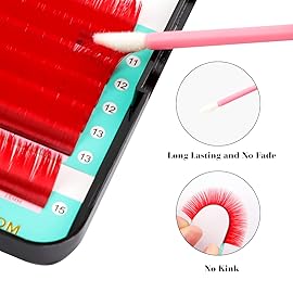 VAVALASH Colored Easy Fan Eyelash Extensions 0.07 C Curl 8-15mm Mixed Tray Red Self Fanning Lashes 2D-10D Colorful Volume lash extensionsRed,0.07-C-8-15 Mix