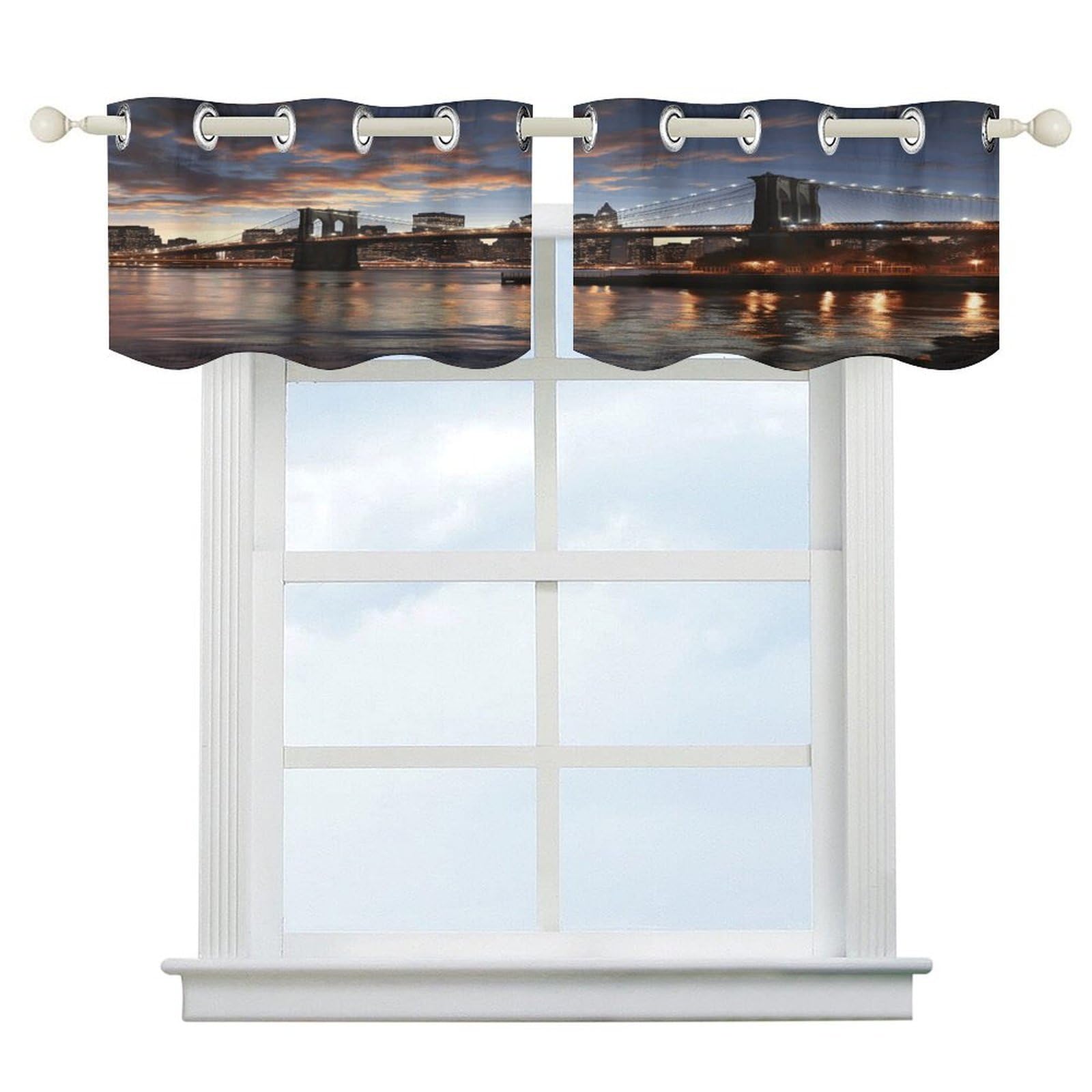 Fekiloot Style New York Bridge Short Curtains Valance Curtain