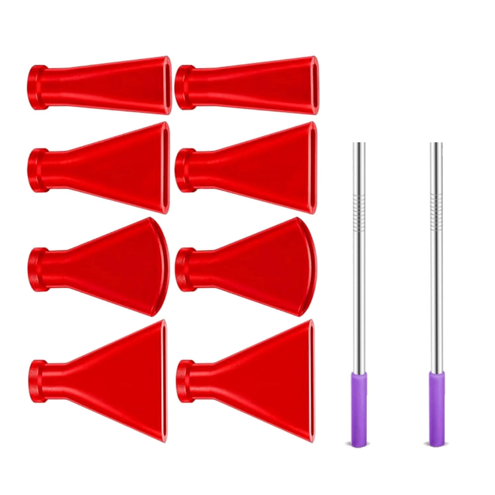 Xigacgeh Red Multi Size Blow Nozzle Set With Stainless Steel Straws And Silicone Tip For Fluid Art Painting Creations Paint Supplies Fluid Art Tool Set