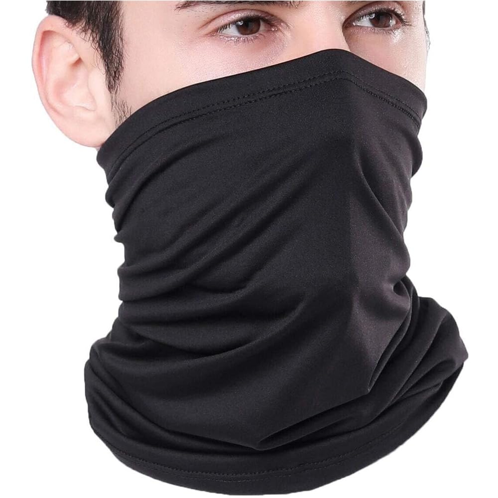 Balaclava Bandana for Bike Riding Super Soft Breathable Dryfit Face Mask UV Sun Protection Neck Cover Scarf Headband for Biking Hiking Cycling Protection AAB00 (Black)-image-3