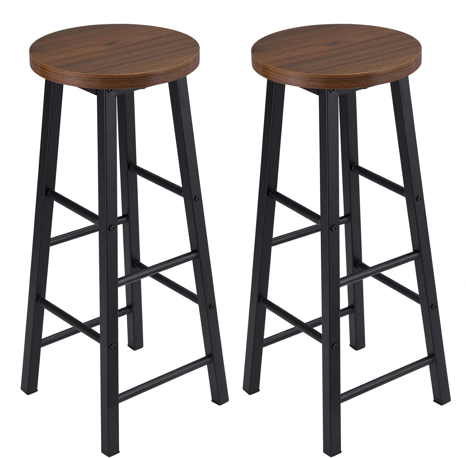 WOLTU Breakfast Kitchen Counter Bar Stools Set of 2 PCS MDF Seat Seat Bar Chairs Metal Legs Barstools Dark Beech High Stools