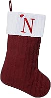 Vista 93 de Medias de Navidad con monograma de punto gris de 19.5 pulgadas. Calcetines de Navidad con inicial personalizadas, decoración de fiesta de Navidad