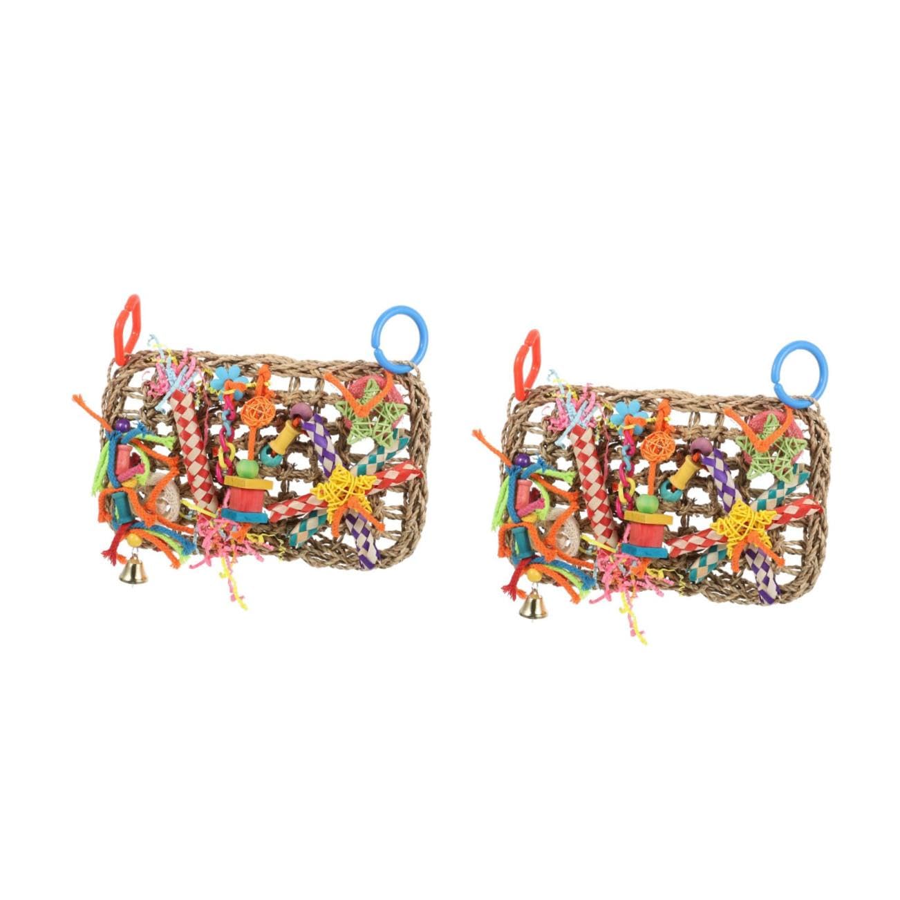 BESPORTBLE 2pezzi Cuscino Appeso Per Uccelli Alga Marina Giocattolo Da Morsicare Creativo Per Pappagalli Accessorio Per Gabbie Da Uccelli Per Divertimento e Gioco Sicuro