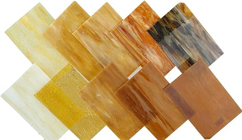 Miniatura 18 de Lanyani Paquete de 10 hojas variadas de vitrales, azulejos grandes de mosaico de vidrio catedral de 4 x 6 pulgadas para manualidades, mezcla verde