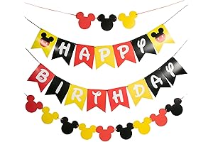 Mickey Mouse Party Decoration - 5-layer Cake Topper, 12" Balloons, Mickey Face Straws