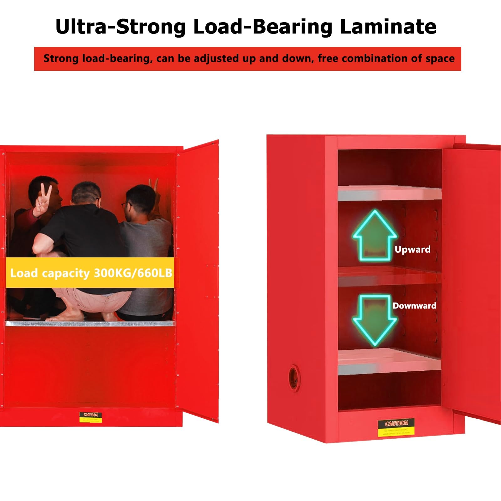 Gabinete de almacenamiento de líquidos inflamables de 22 galones, estante ajustable ignífugo, 65 x 23 x 18 pulgadas, para uso industrial comercial