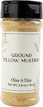 Olive & Vine Yellow Mustard Ground, Tangy Flavor, For Sauces & Dressings, Rich Tradition, Authentic Taste, For Global Recipes (3.6 Ounce)