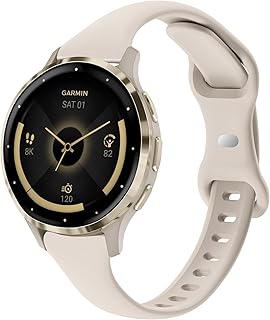 スリムシリコン腕時計バンド Garmin Venu 3S / Vivoactive 4S / Venu 2S / Vivomove 3Sに対応 18mm 薄型 ソフト ナロー スポーツ 交換用リストバンド ストラップ Garmin Forerunner 255s/265S用
