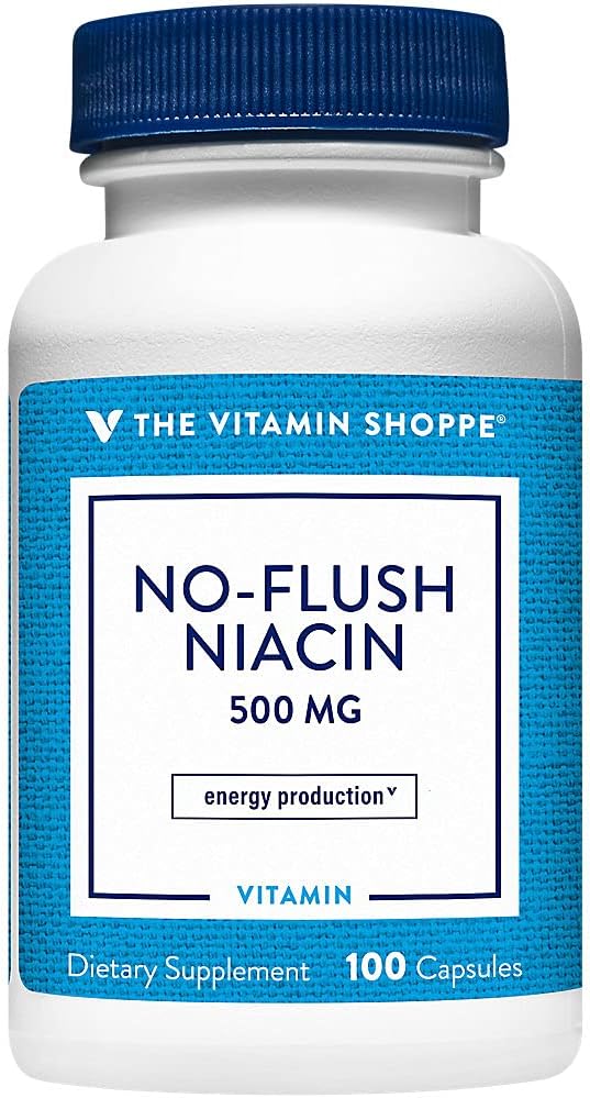 The Vitamin Shoppe No Flush Niacin 500mg - Cholesterol & Cardiovascular Support | Inositol Hexanicotinate | 100 Capsules | Flush-Free