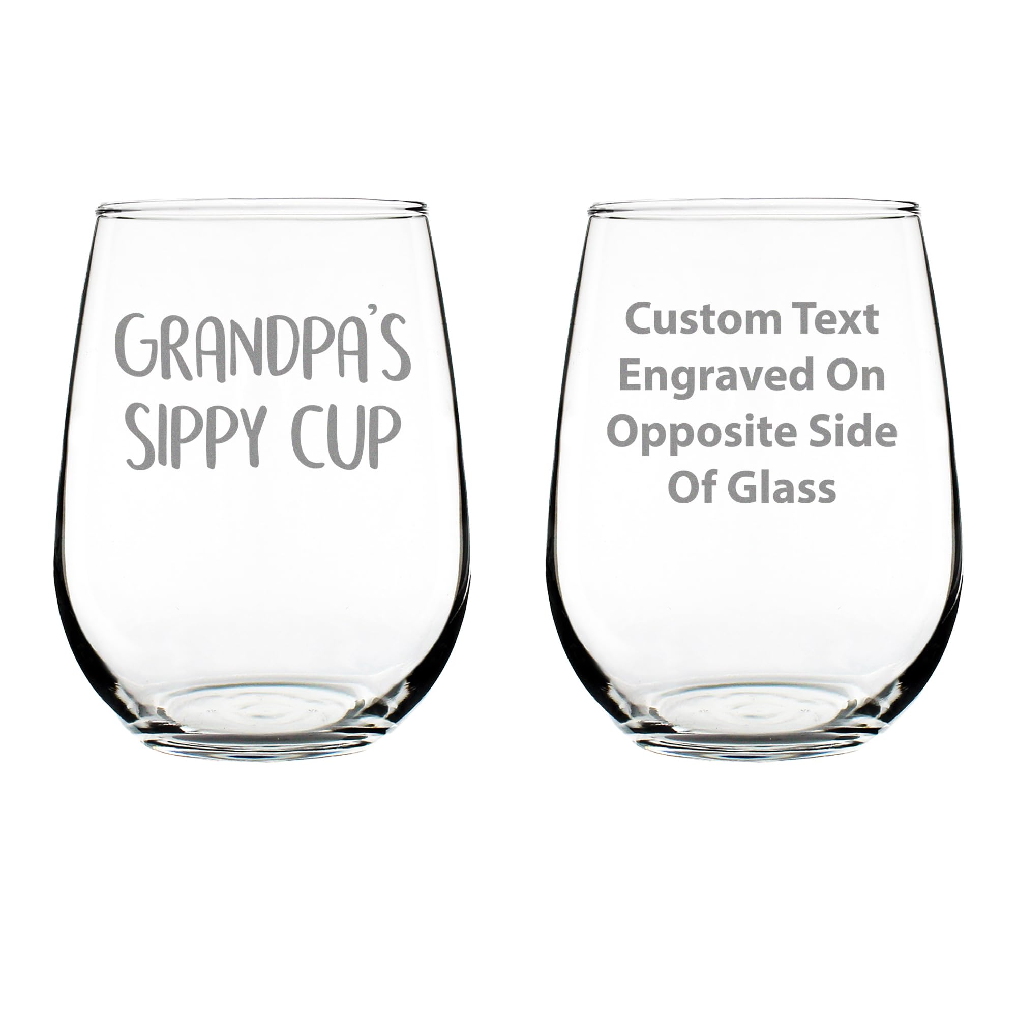 Custom Grandpa's Sippy Cup - Stemless Wine Glass Gift for Grandfathers - Fun Birthday Glasses - Large - Parent - Customized Glasses
