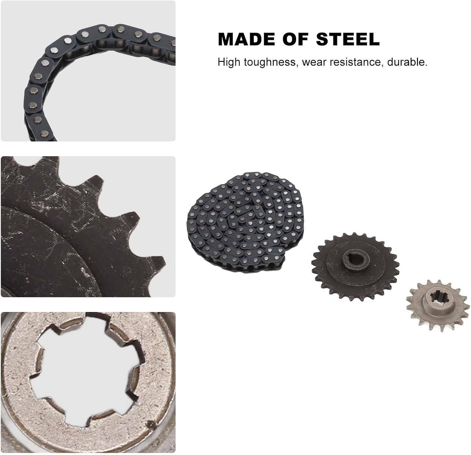 T8F 17T Chain Sprockets, High Power Steel Front and Rear Sprocket with 116 Link Chain Drive Combo Kit for 33cc 43cc 49cc Go Kart Mini Bike Scooter