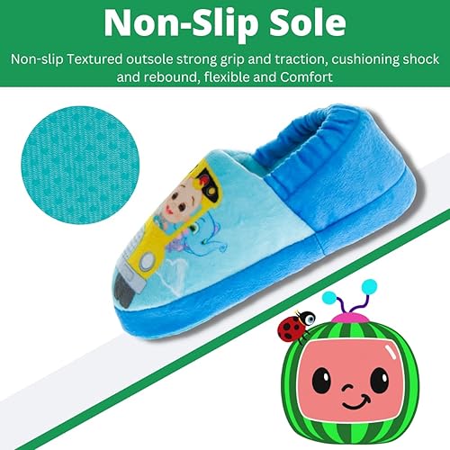Miniatura 4 de Josmo Cocomelon Pantuflas para niños pequeños, zapatos de casa para niños y niñas, mocasines de cama de felpa cálida, zapatos de cocomelon (niños