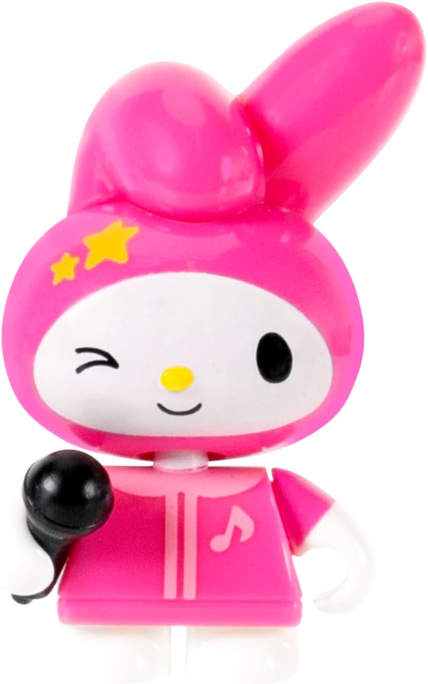 Close-up of My Melody minifigure holding a microphone