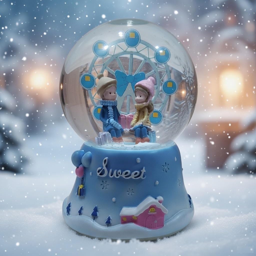 Lilone Romantic Couple Snow Globe Showpiece with Ferris Wheel
