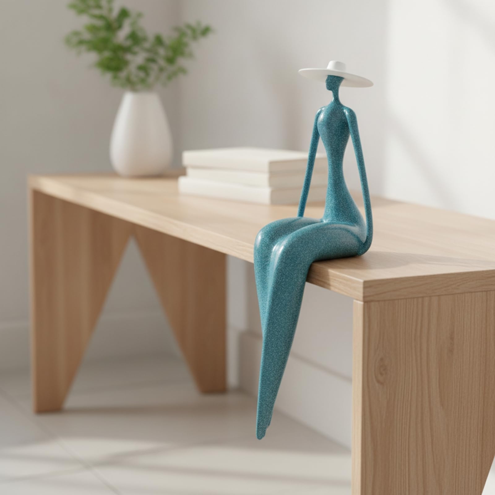 Baoblaze Statue Femme Contemporaine Artistique, Figurine Féminine Abstraite, Élégante, Figurine en Résine, pr Intérieurs D'hôtel, Or, 14x10x42cm