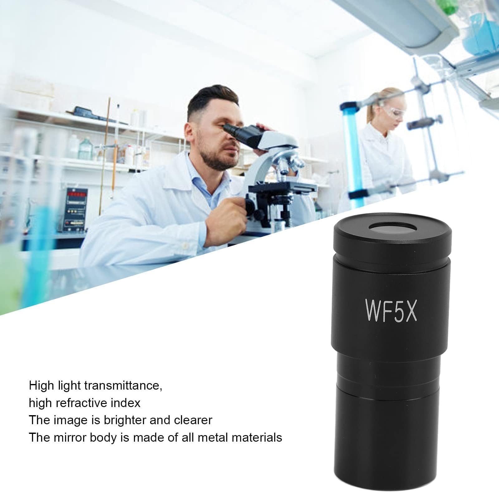 Agatige Adattatore per Microscopio, 5X Microscopio Oculare Accessori per Microscopio Ottico Oculare Microscopio Biologico Obiettivi Adattatori per Microscopi Diametro 23,2 mm