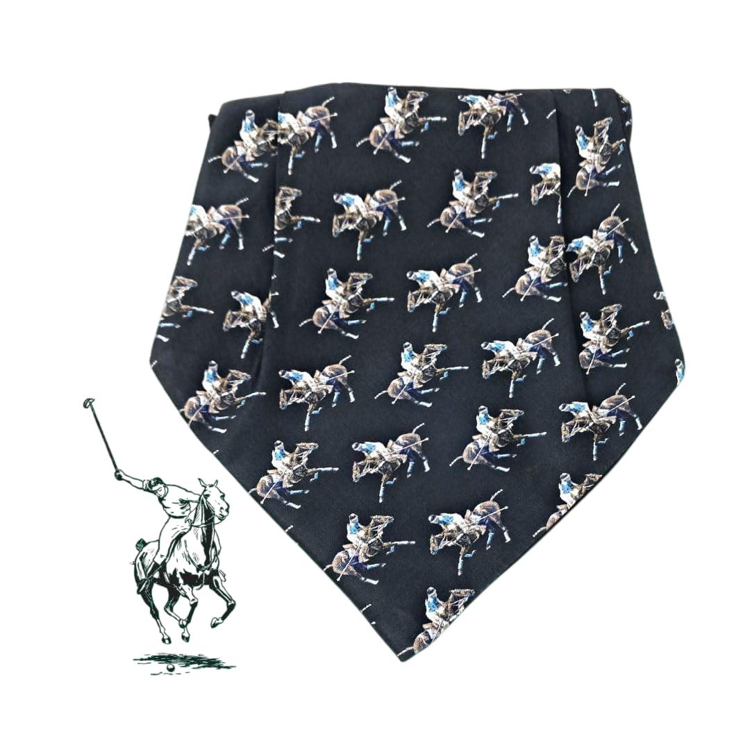 militarymojo Polo Theme Pure Silk Cravat for Men Classic Equestrian Print Formal Neck Scarf Premium Occasion Wear-picture-44