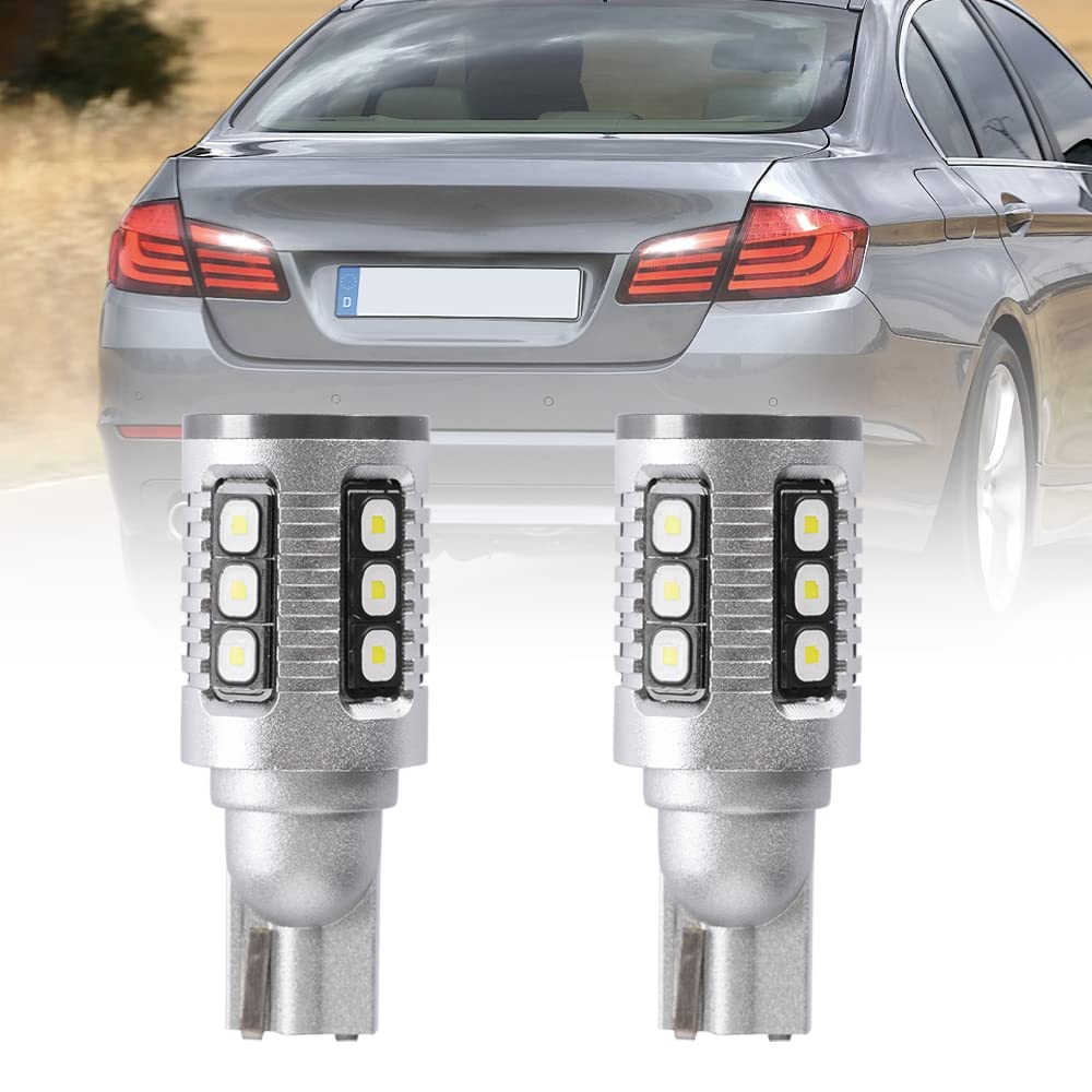 Bombillas de luz de marcha atrás W16W T15 Bombilla LED para BM.W 5 Series E60 E61 F10 F11 F07 E82 E88 W16W 921 Luz de respaldo LED 2x Bombillas de luz de marcha atrás Bimmer blancas