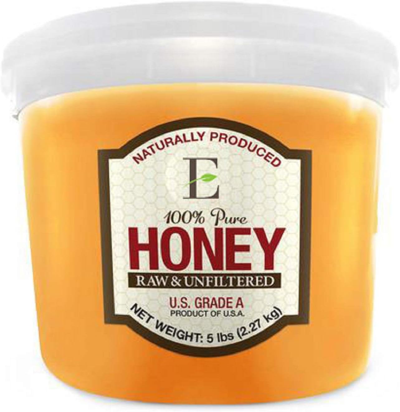 Elden Foods Raw Honey - Unfiltered 100% Pure Honey, Large 80 oz (5 lbs), Organic Processes